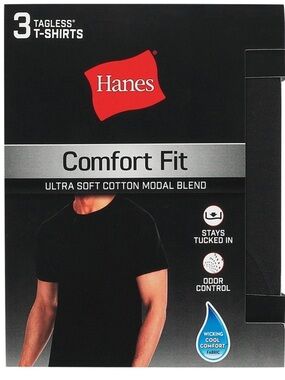 Hanes Comfort Fit Men's Short Sleeve Tee - Black 3 pack